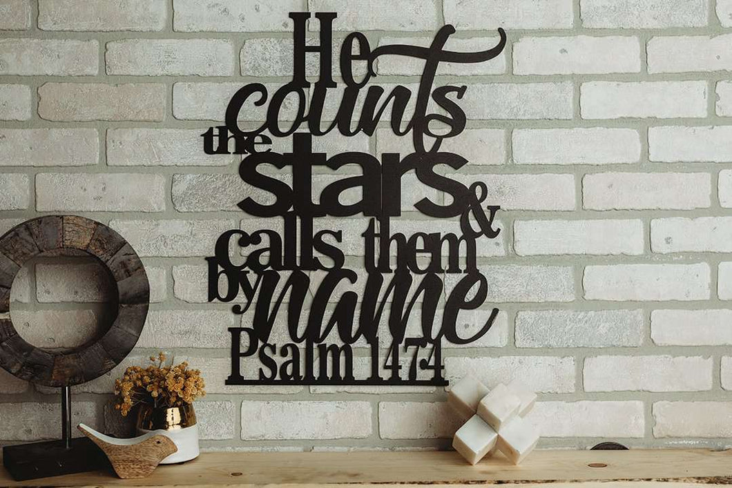 Psalm 147:4 - He Counts the Stars and Calls Them By Name Christian Wall Art