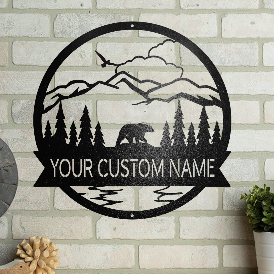 MOUNTAIN NATURE SCENE CUSTOM MONOGRAM **BEAR**
