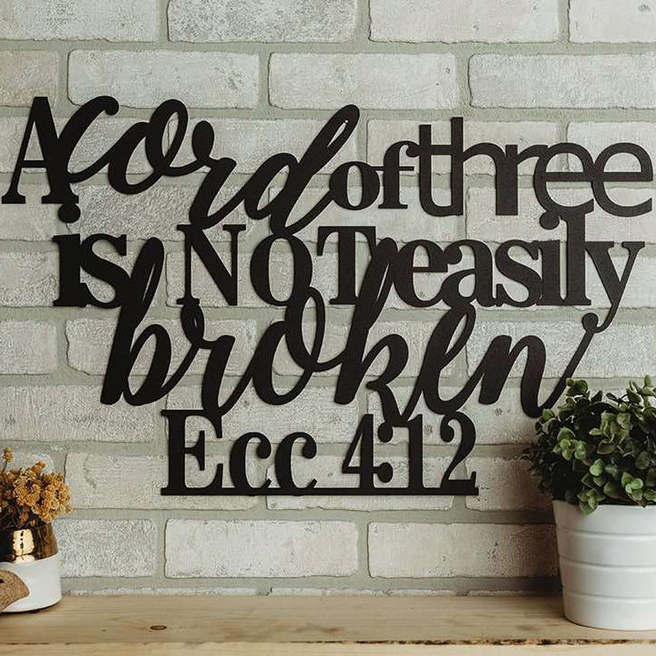 Ecc. 4:12 - A Cord of Three is Not Easily Broken Scripture Wall Art