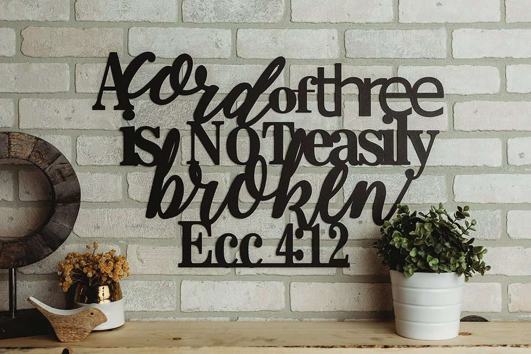 Ecc. 4:12 - A Cord of Three is Not Easily Broken Scripture Wall Art