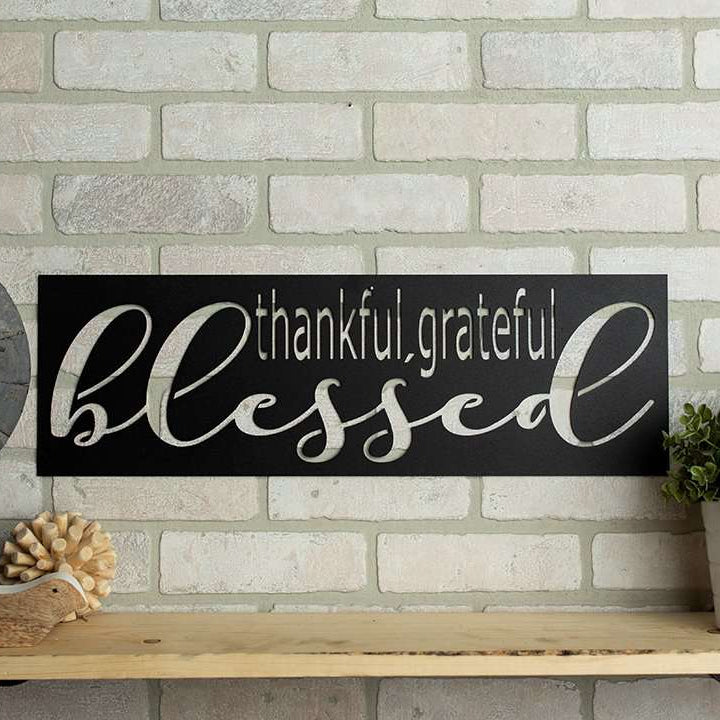 Thankful Grateful Blessed Rectangle Metal Sign