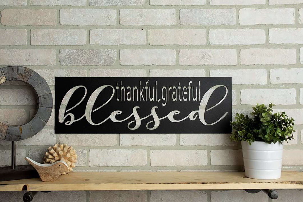 Thankful Grateful Blessed Rectangle Metal Sign
