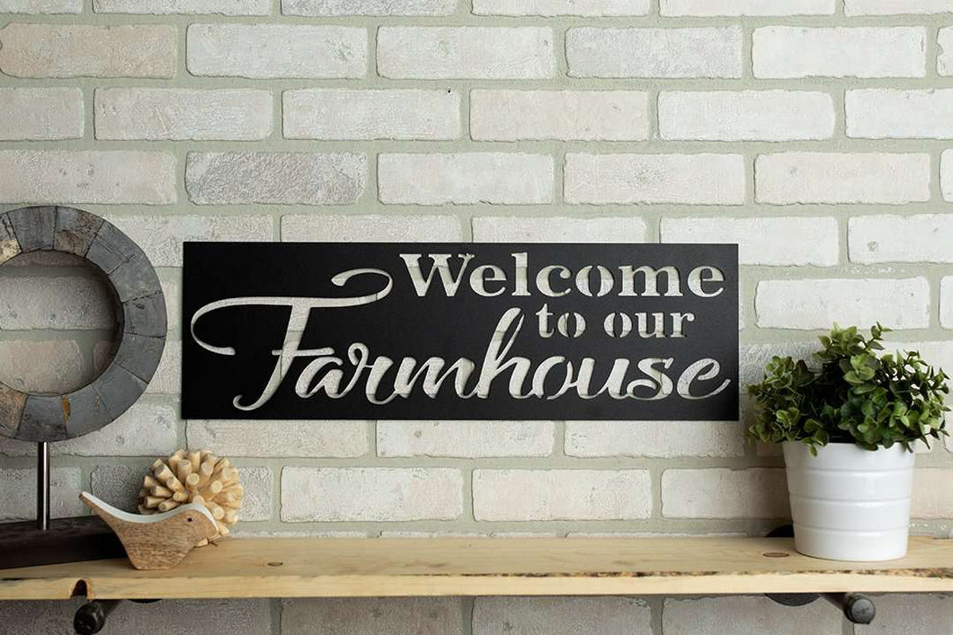 Welcome To Our Farmhouse Rectangle Metal Sign